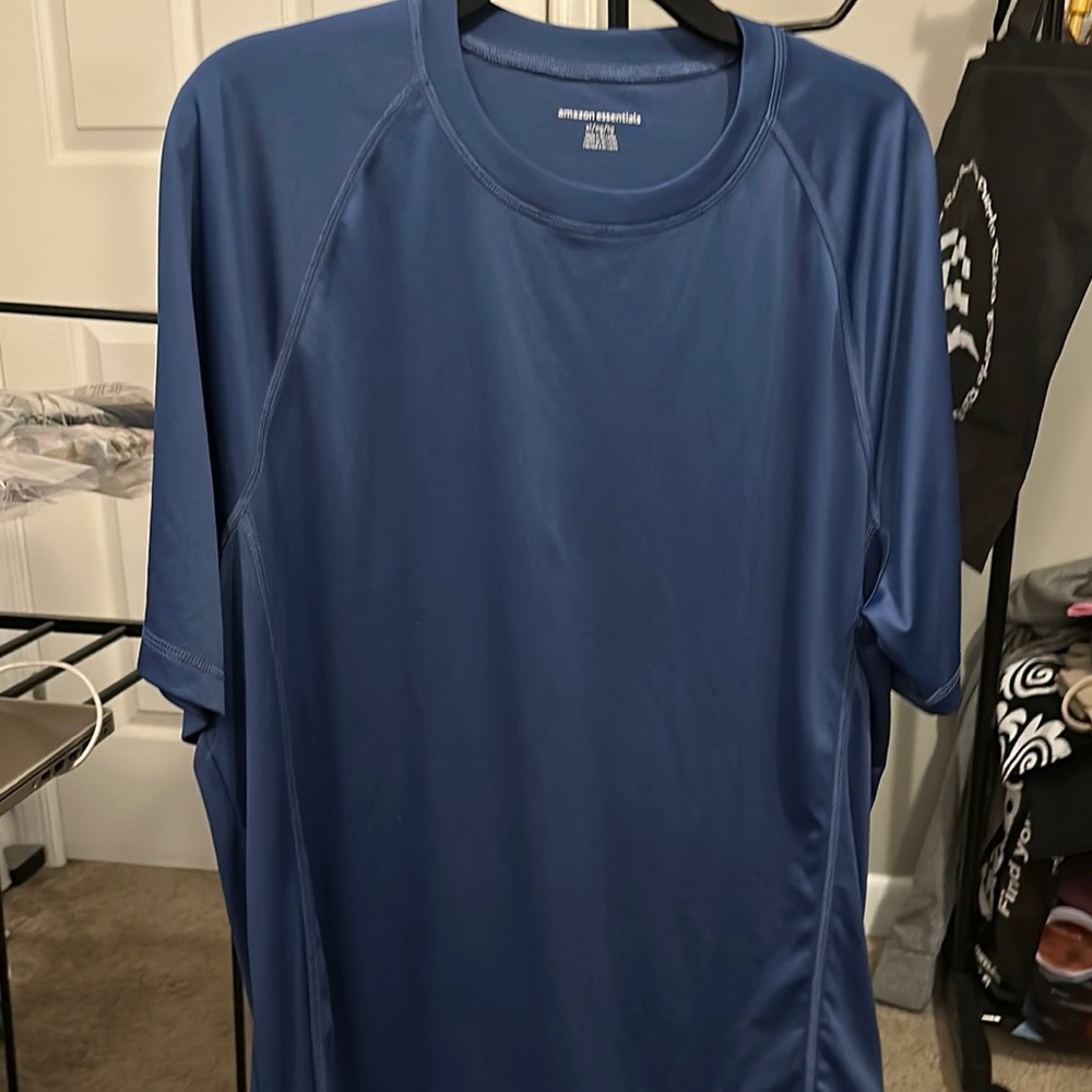 Amazon Essentials Blue Rash Guard Swim Shirt - Picture 2 of 3